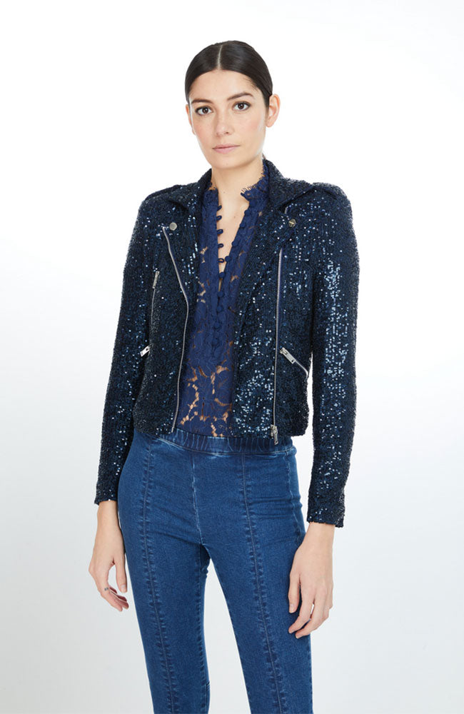 Sequin clearance moto jacket