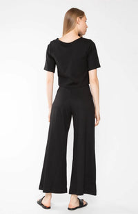 Ponte Knit Wide Leg Pant Cropped