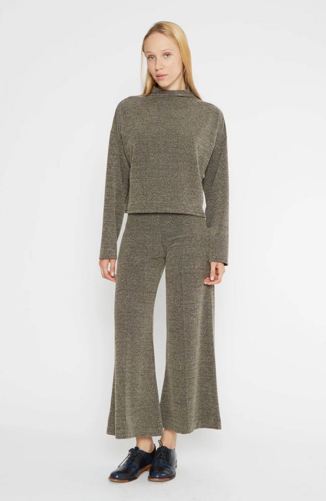 Tweed Wide Leg Pant Cropped