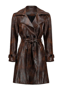 Python Faux Leather Trenchcoat