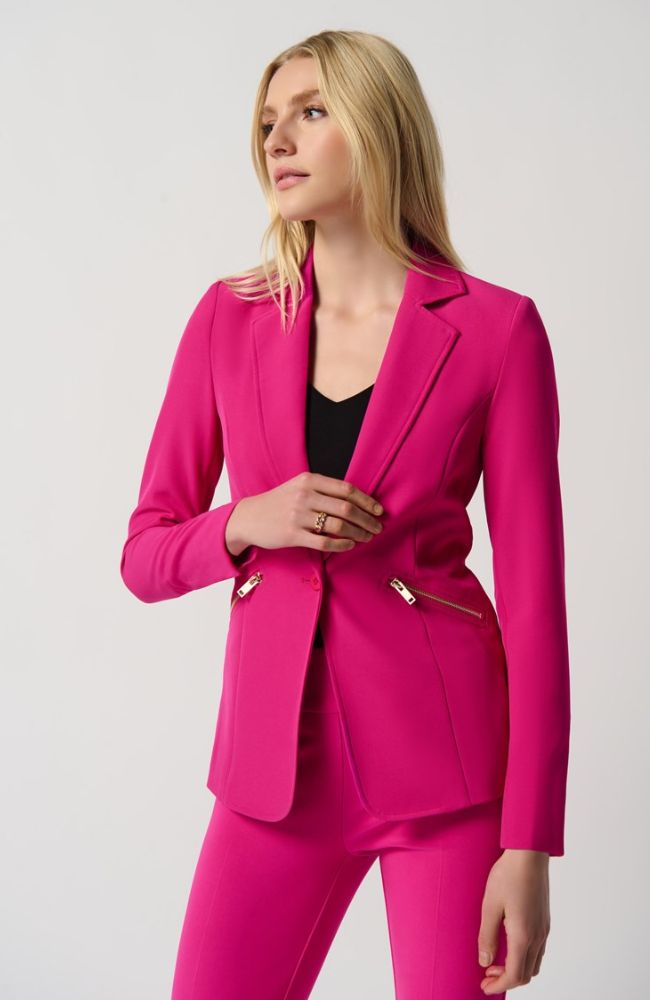 Woven Blazer Zippered Pockets