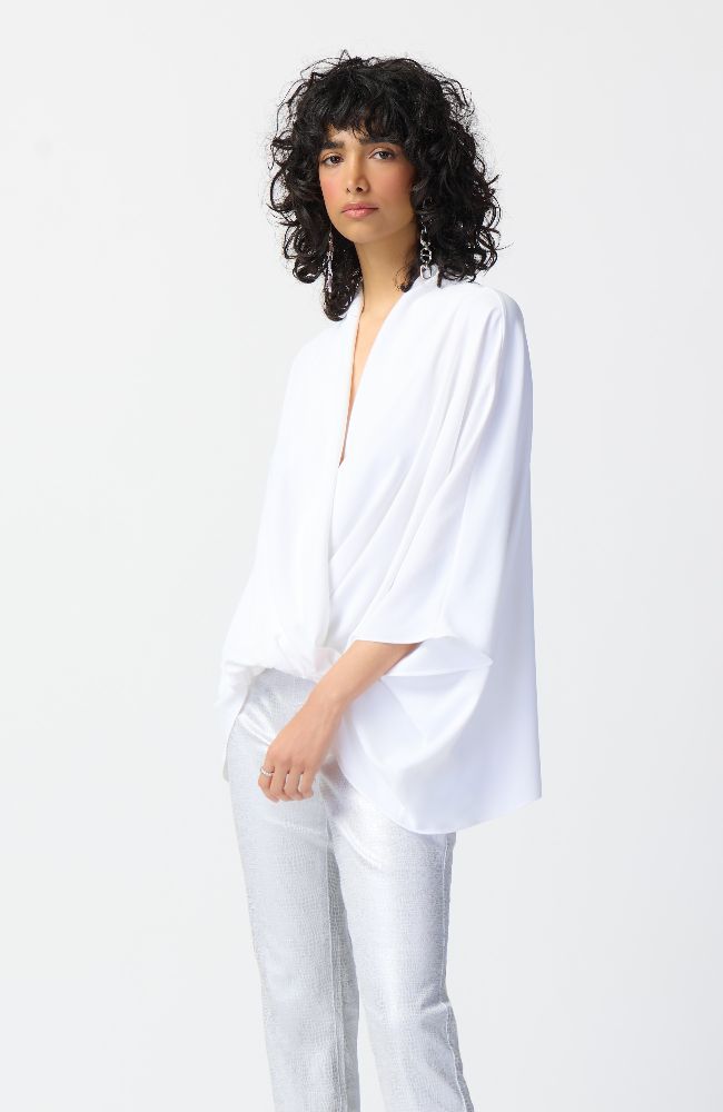 Woven Dolman Sleeve Wrap Top