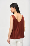 Vneck Satin Straight Top