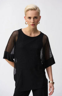 Mesh And Silky Knit Cocoon Top