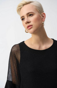 Mesh And Silky Knit Cocoon Top