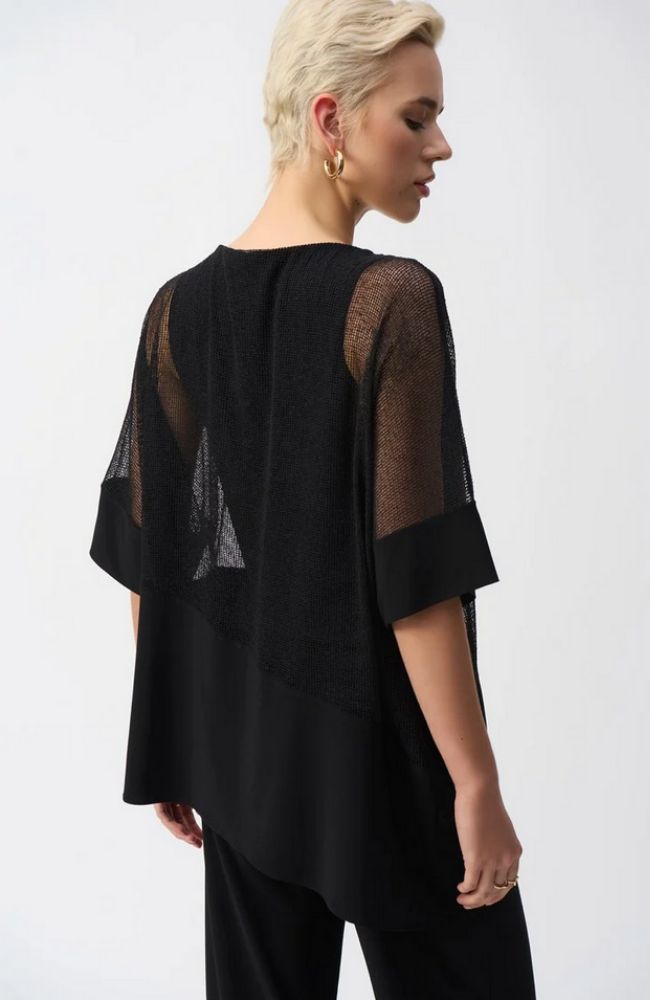 Mesh And Silky Knit Cocoon Top