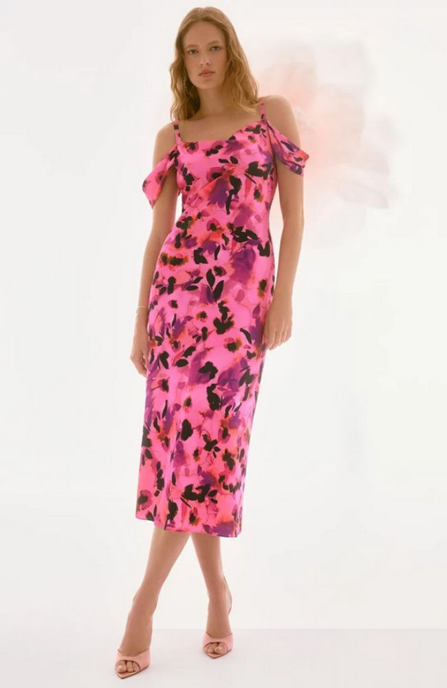 Satin Floral Sheath Dress