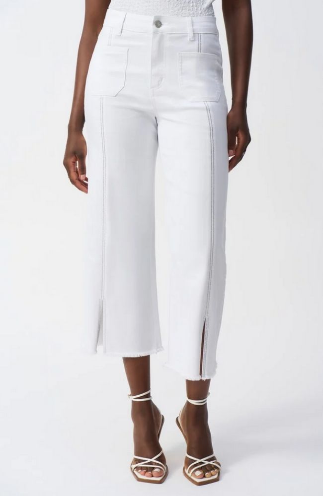 Culotte Jeans With Embellished Front Seam