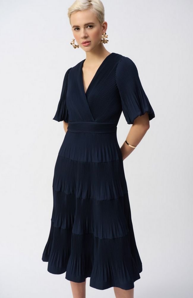 Pleated Woven Fit Flare Dress