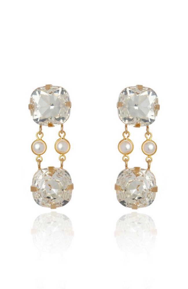 Antique Drop Earring Crystal Gold