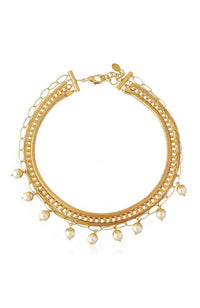 Nice Multi Necklace Pearl Gold