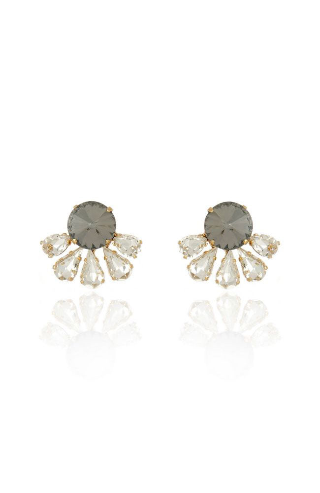 Alya Alpha Earring Crystal Black Diamond Gold