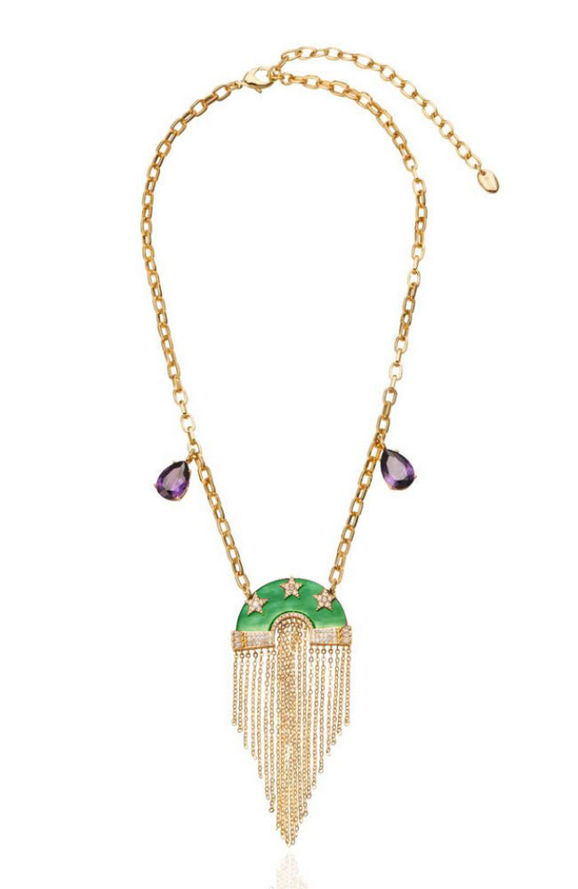 Miranda Fringe Necklace Malachite