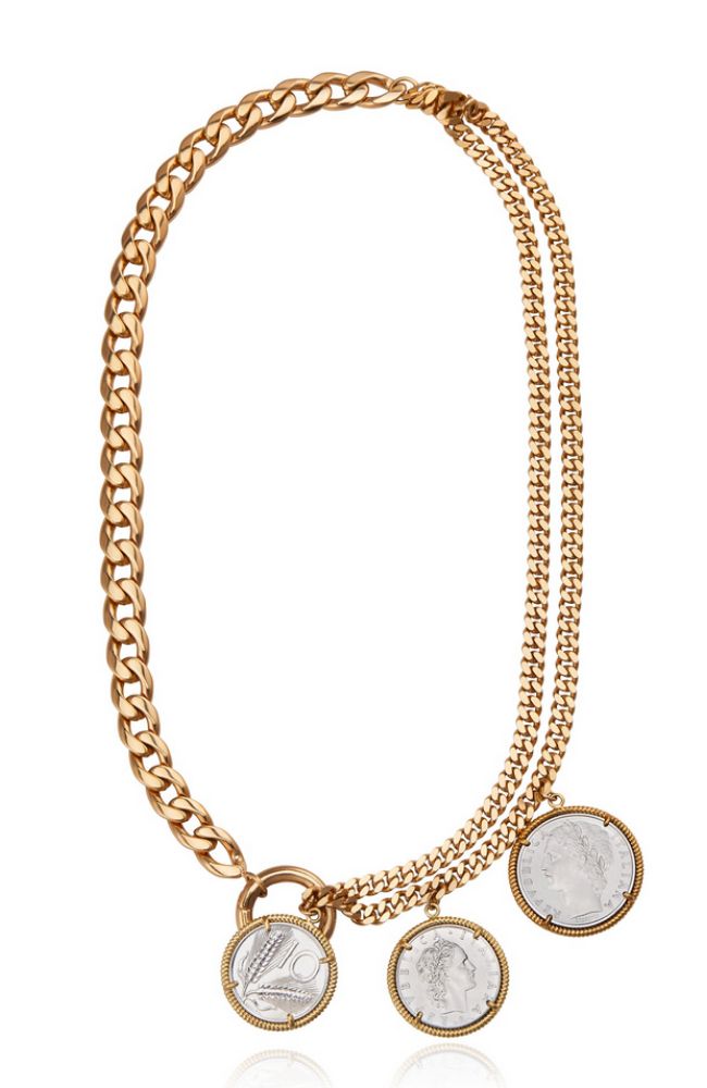 Antonia 3 Coin Necklace Gold