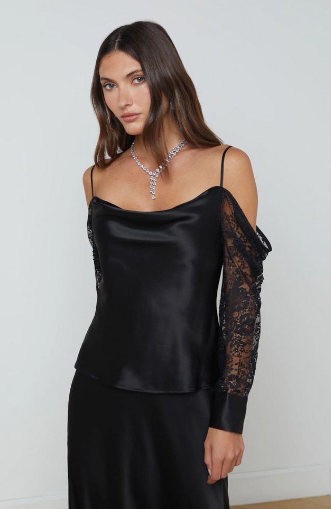 Zion Cold Shoulder Blouse in Black