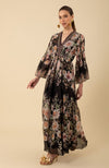 V Neck Maxi Dress Black Print