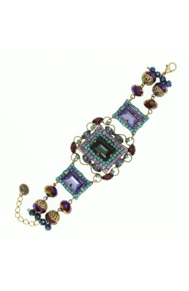 Purple 3 Square Gem Bracelet