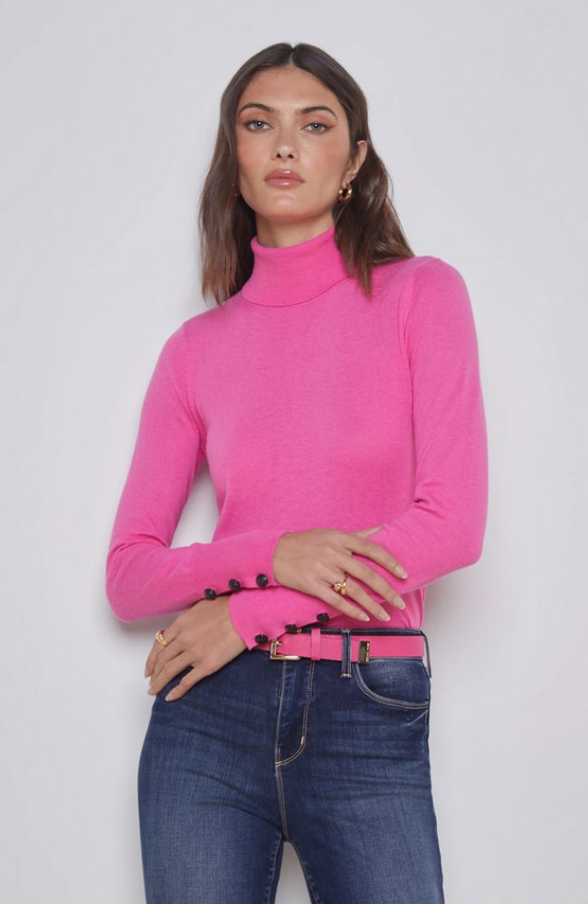 Flora Turtleneck Sweater in Dragon Fruit – shoprodeodrive