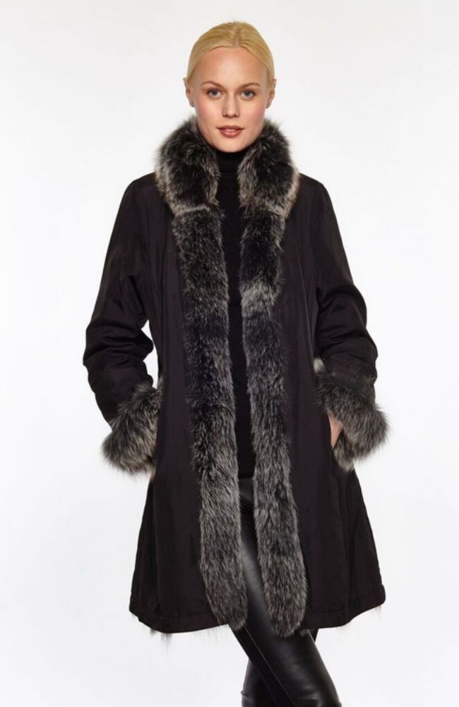 Chevron Fox Reversible Shawl Coat