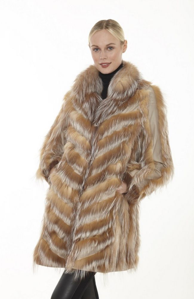 Chevron Fox Reversible Shawl Coat