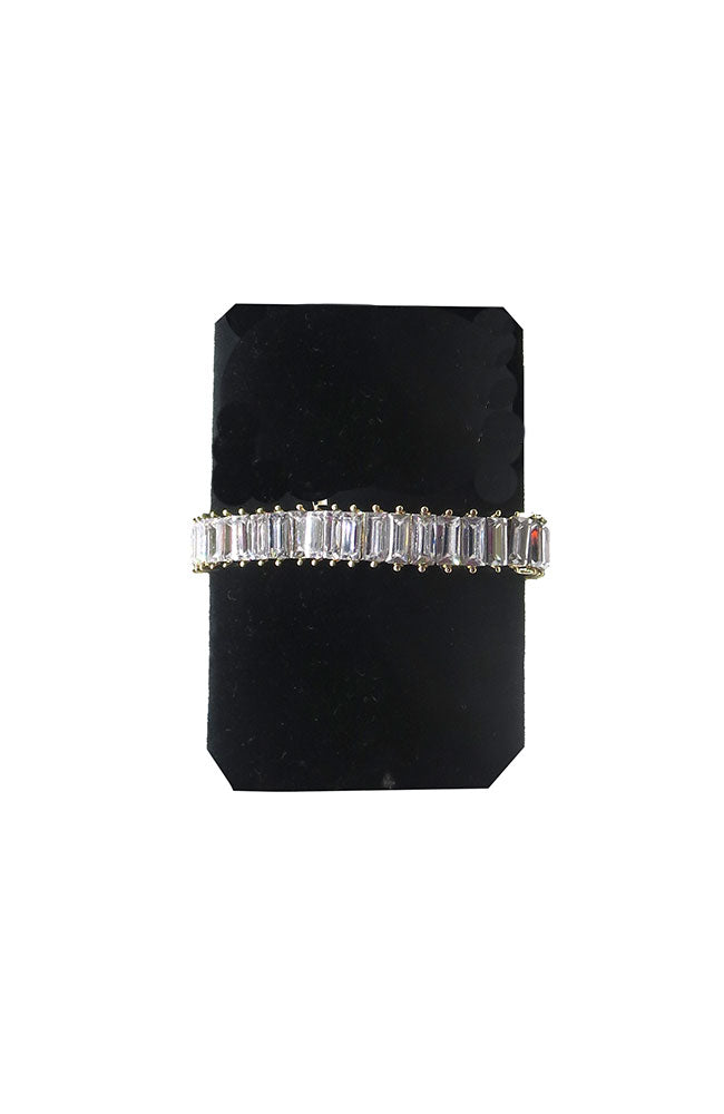 Clear Gold Rectangle Crystal Bracelet