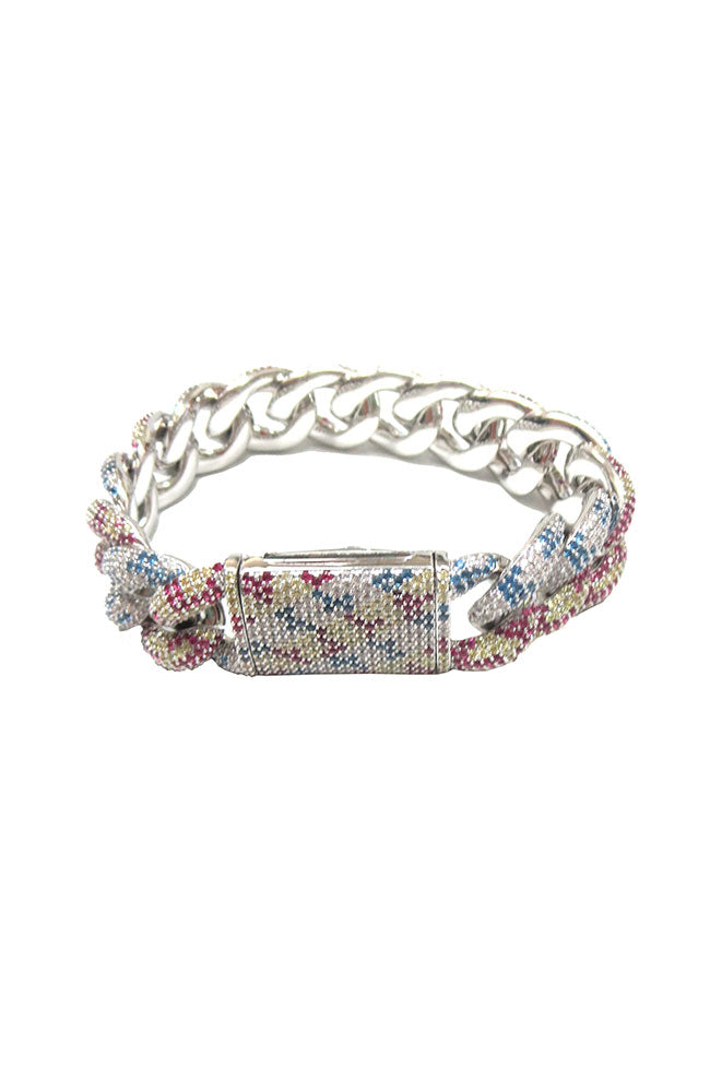 Multi Color Pave Large Link Bracelet