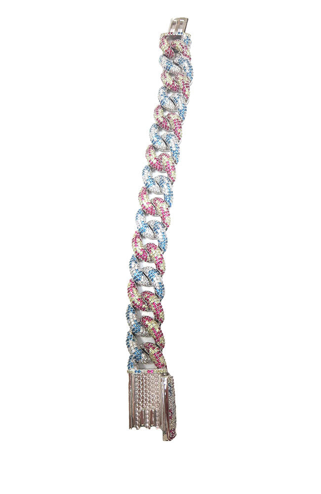 Multi Color Pave Large Link Bracelet