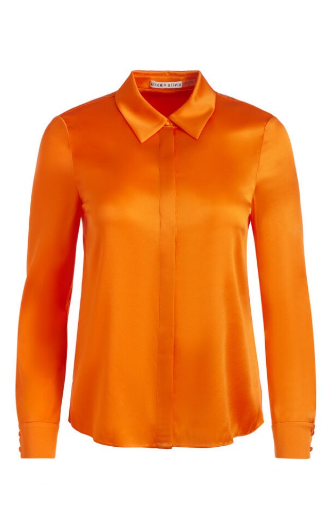 Willa Placket Top in Orange Blaze