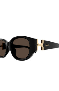 Chloe Sunglasses Black with Gold Logo