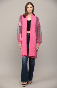 Colorblock Shawl Collar Open Cardigan