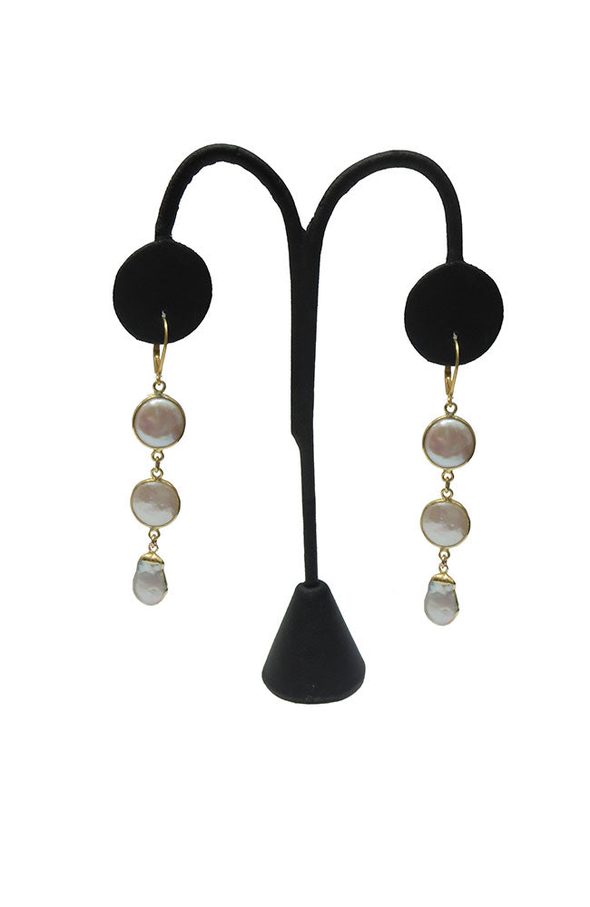 3 Pearl Drop Earrings