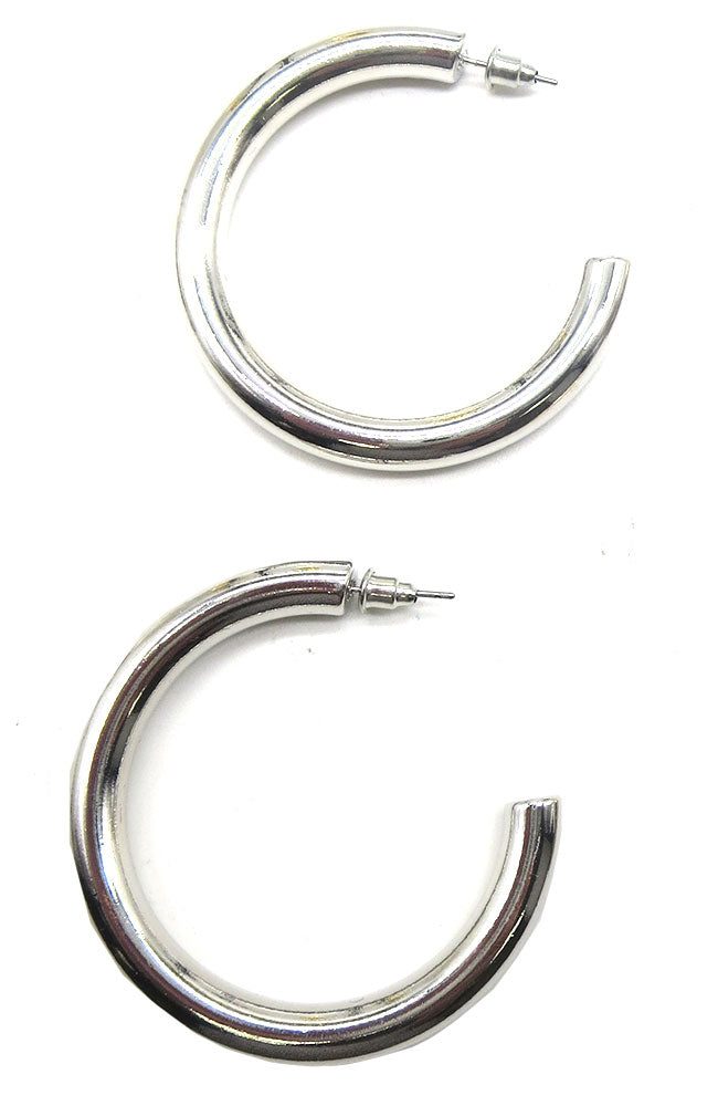 Silver Hollow Hoops