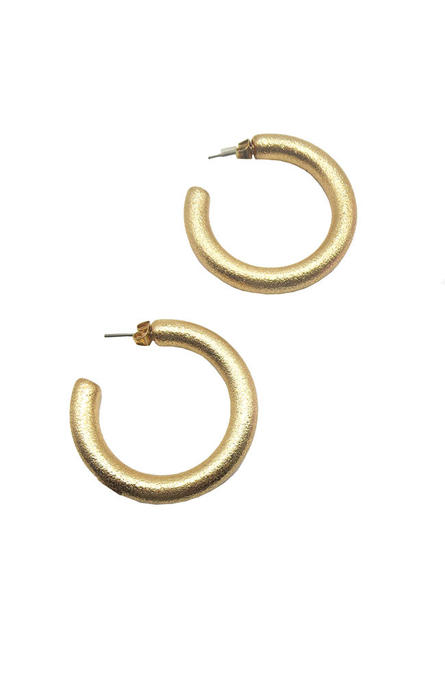 Worn Gld 40mm Textured Hoops