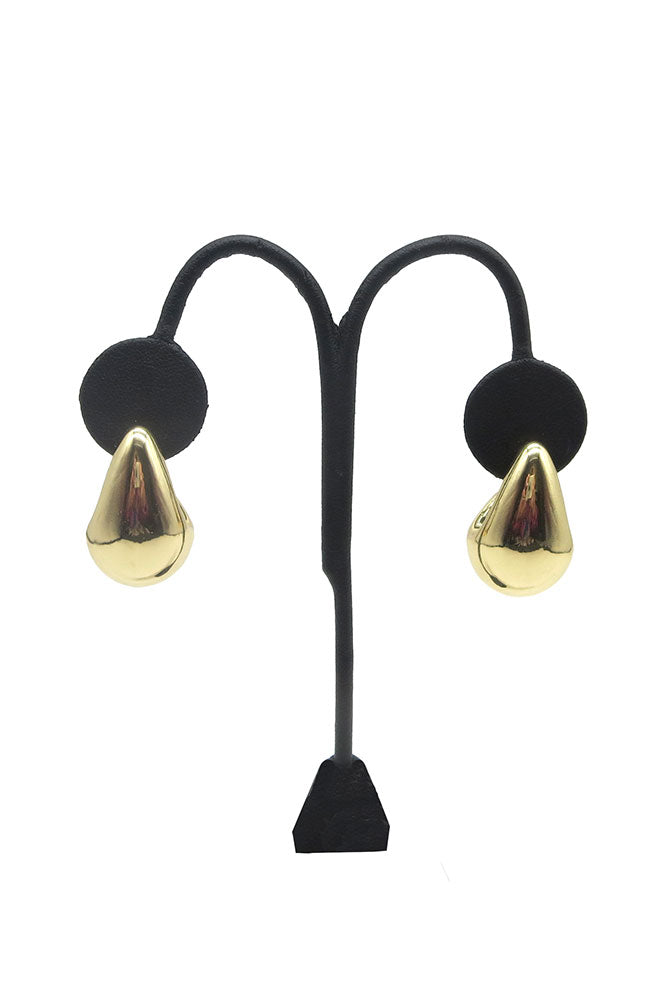 Gold Puffy Metal Teardrop Earrings