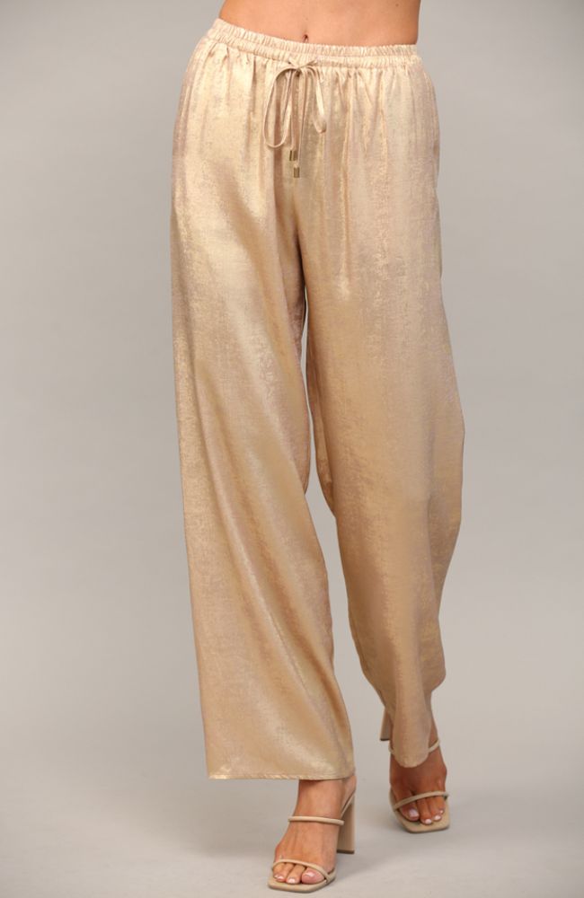 Metallic Wide Leg Pants