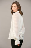 Voluminous Pleated Sleeve Blouse