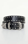 Wide Studded Western Belt Silver