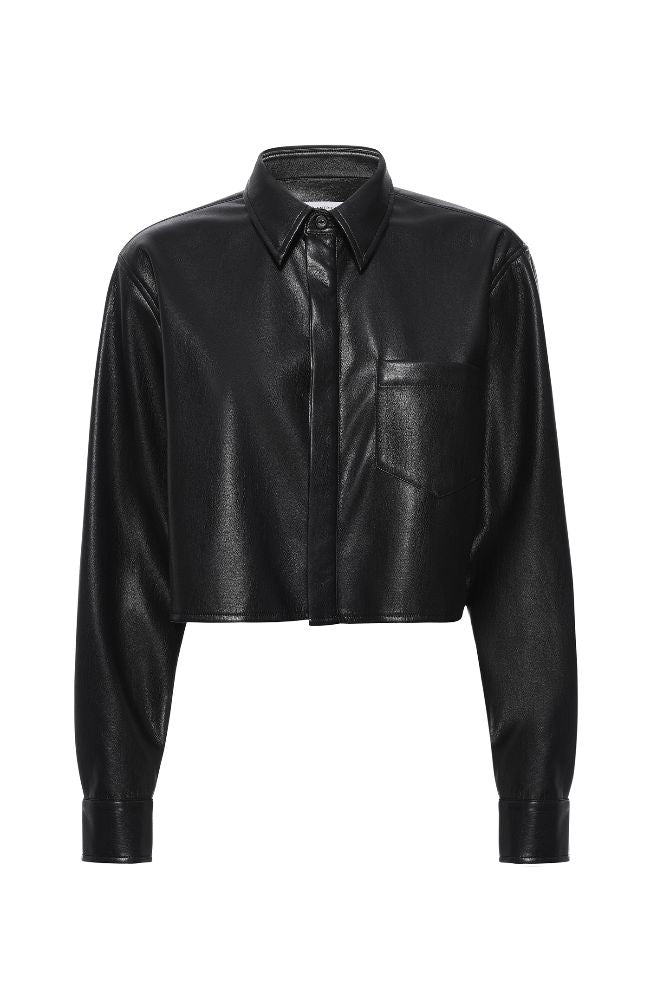 Faux Leather Cropped Shirt