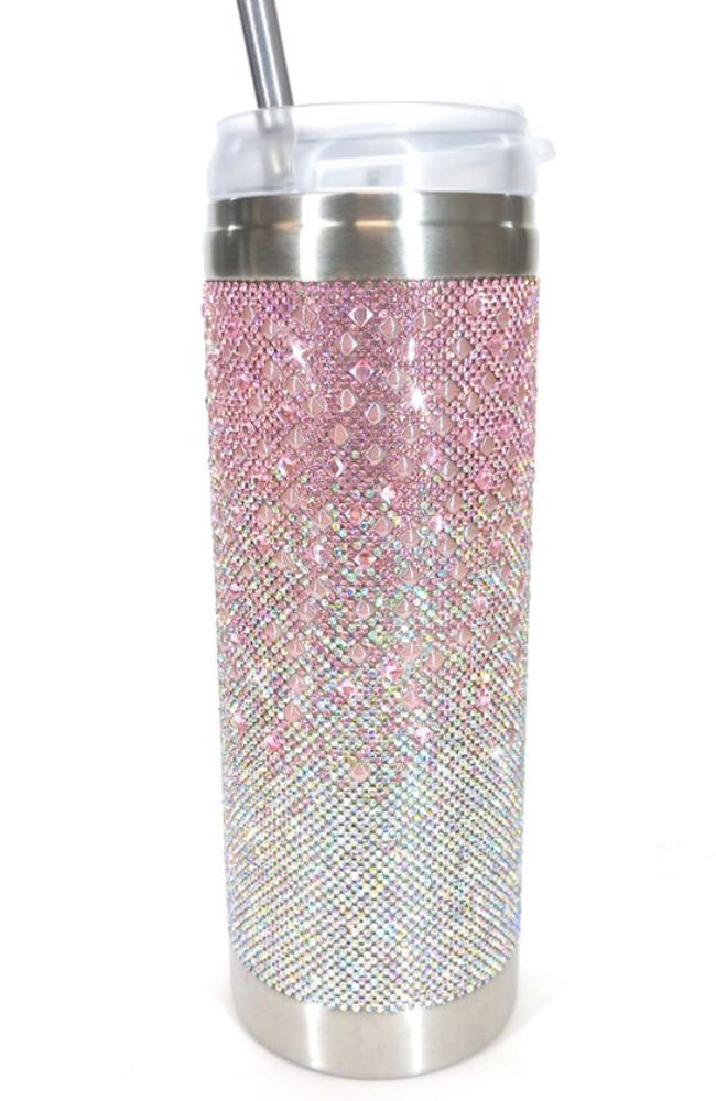 Royal Garden Pink Ombre Crystal Tumbler