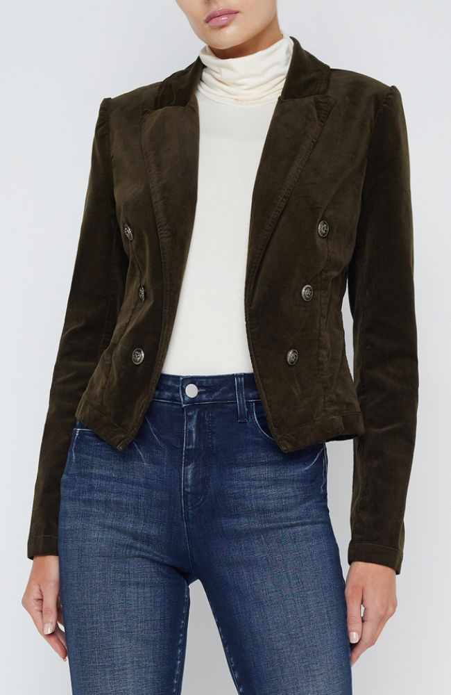 Wayne Crop Double Breast Jacket in Pine