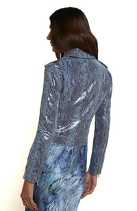 Biker Jacket Blue Snake