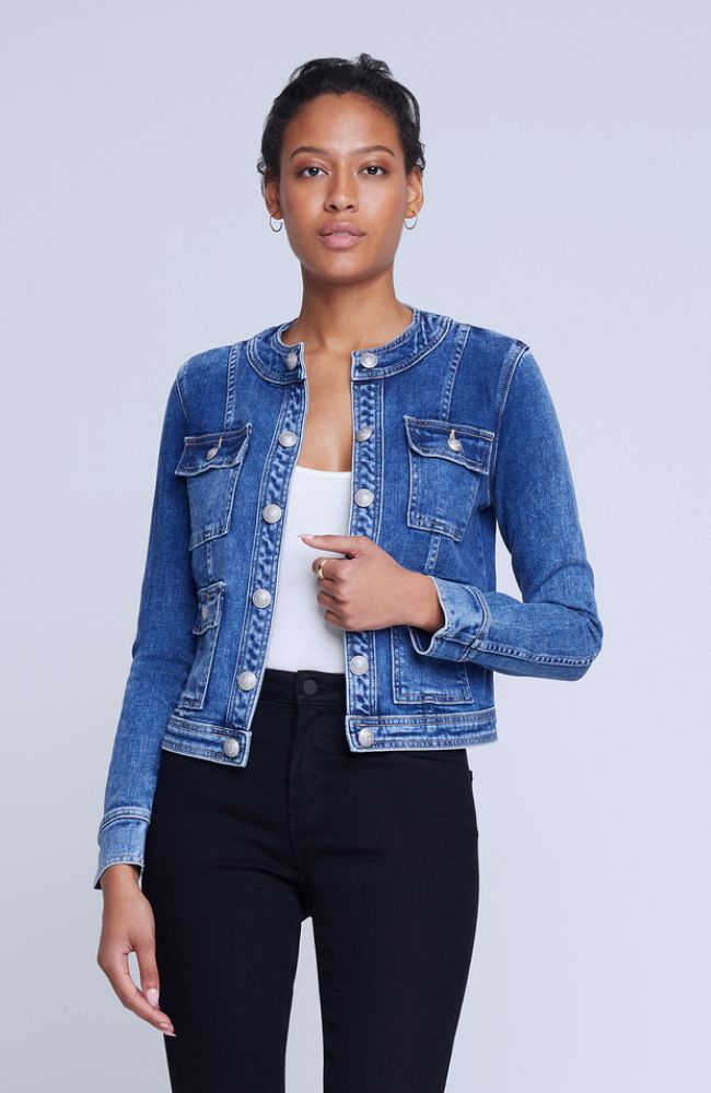 Yari Collarless Jacket in Rhodes