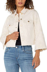 Jacket Fray Hem Wide Sleeve