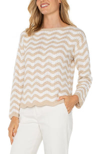 Boat Neck Scallop Hem Sweater