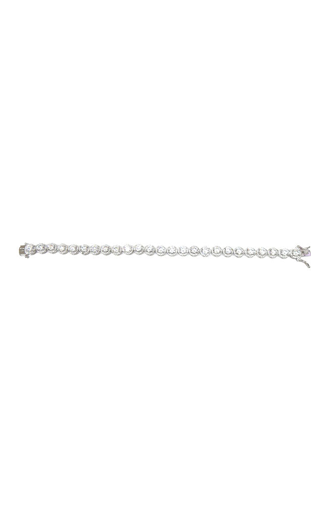 Silver Round CZ Bracelet 7.25"