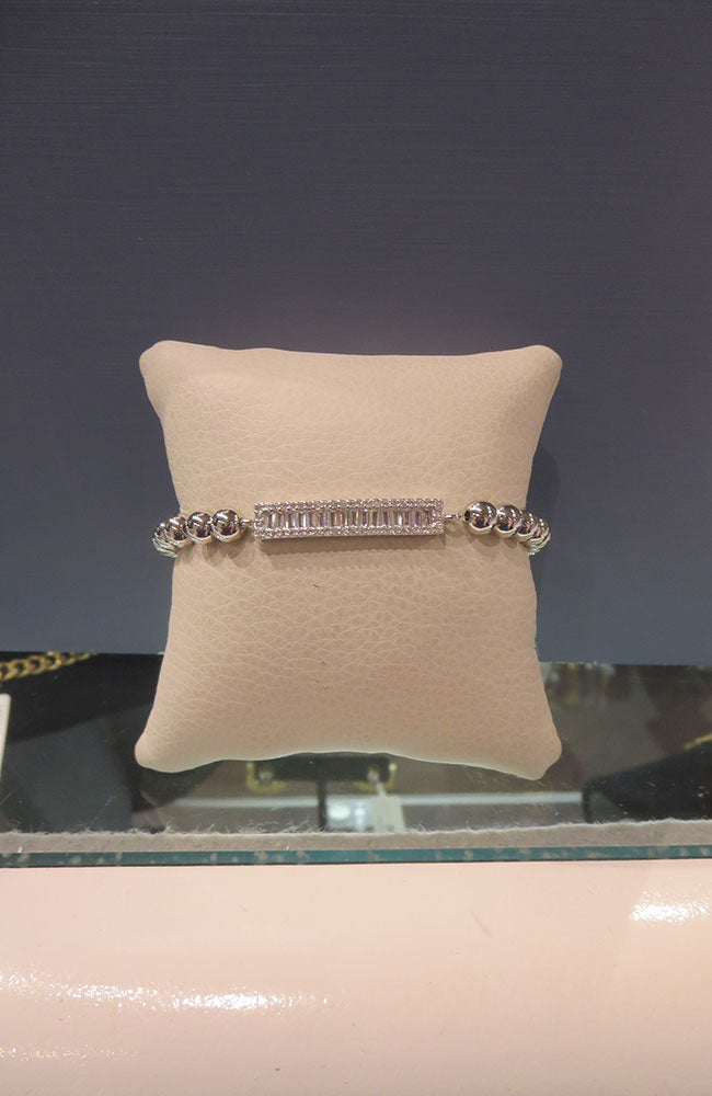 Silver Pave Baguette Bar Bracelet