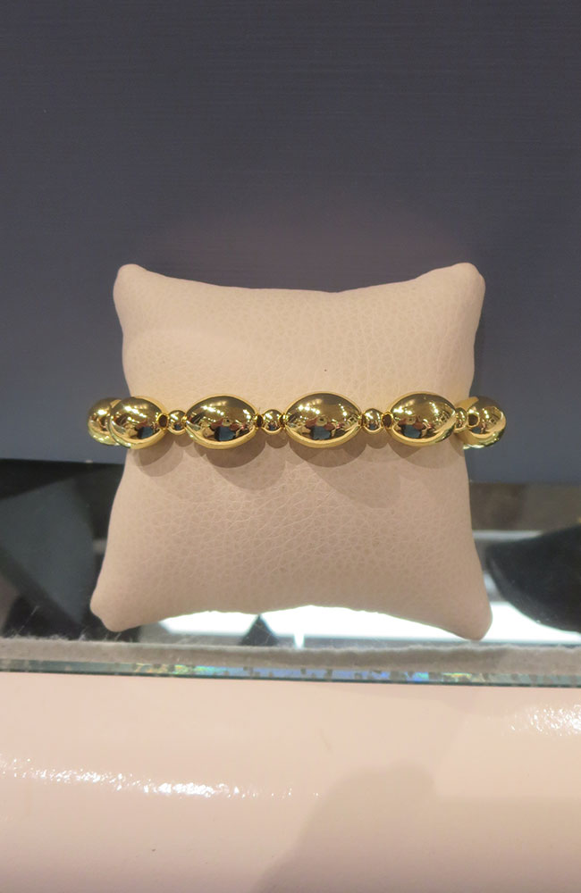 Gold Ellipse and Small Ball Bracelet