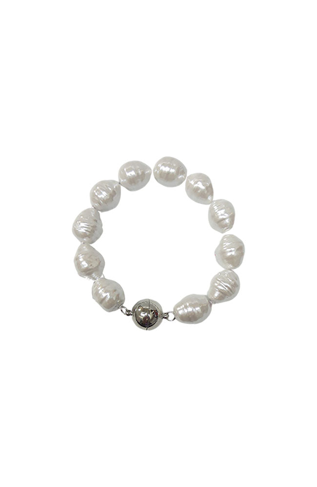 Lg Pearl Bracelet Magnetic Closure Silver