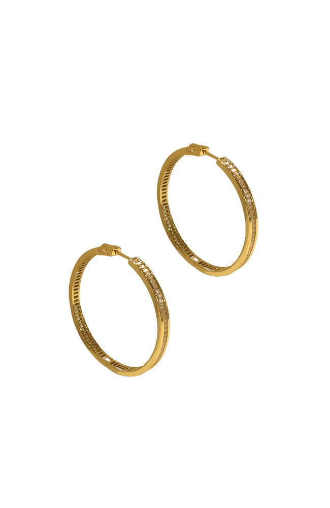 Gold Baguette Channel Hoops