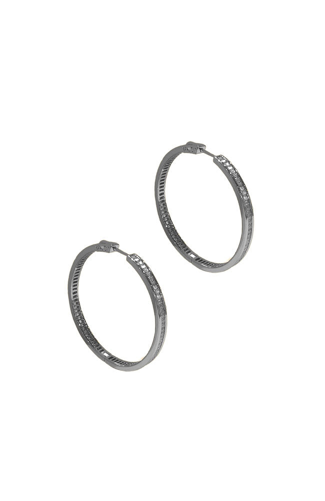 Silver Baguette Channel Hoops